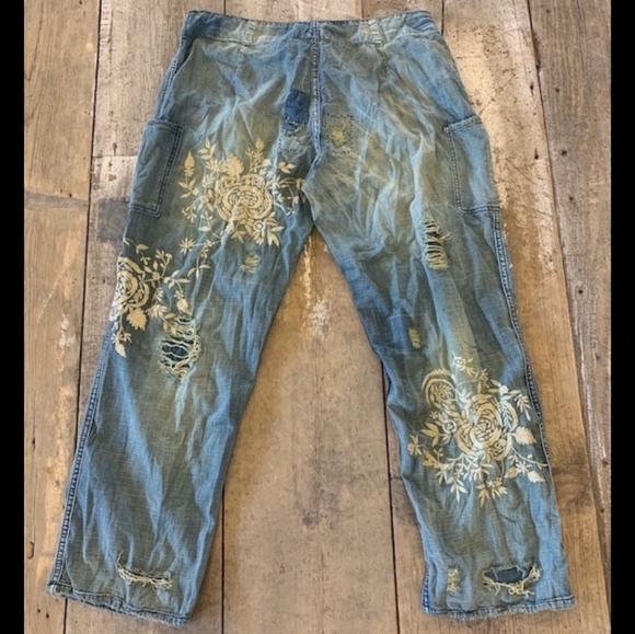 New Magnolia Pearl OKeefe Jeans Floral Embroidered Denim Jean Indigo Pant 210 os - Picture 9 of 16